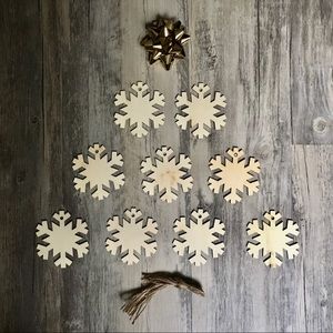 Set of 9 Wooden Snowflake ornaments